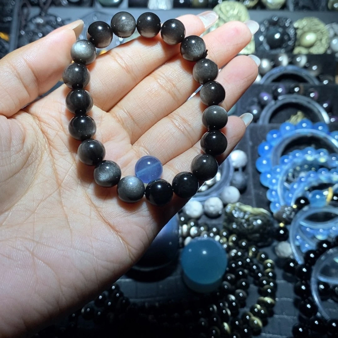 黑曜岩未镶嵌手链牙*痒