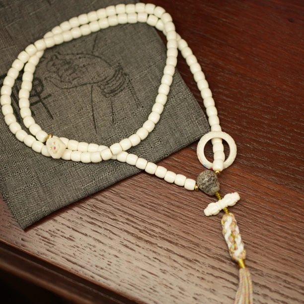 【白色驼骨108】藏区天然驼骨民族风百搭108念珠手持脖挂手串