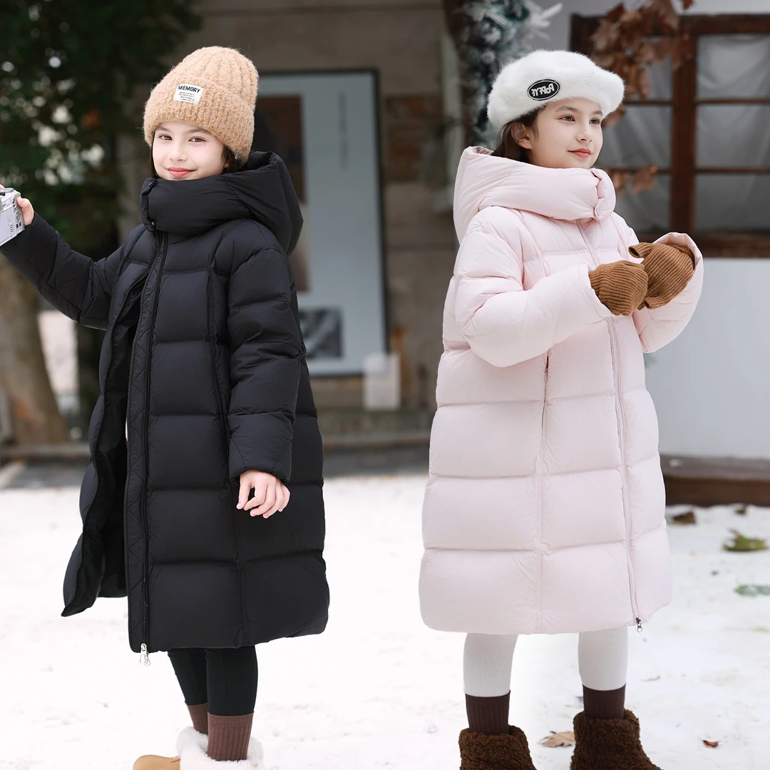 XR童品儿童羽绒服中长款2025新款洋气加厚女童冬季保暖外套中大童