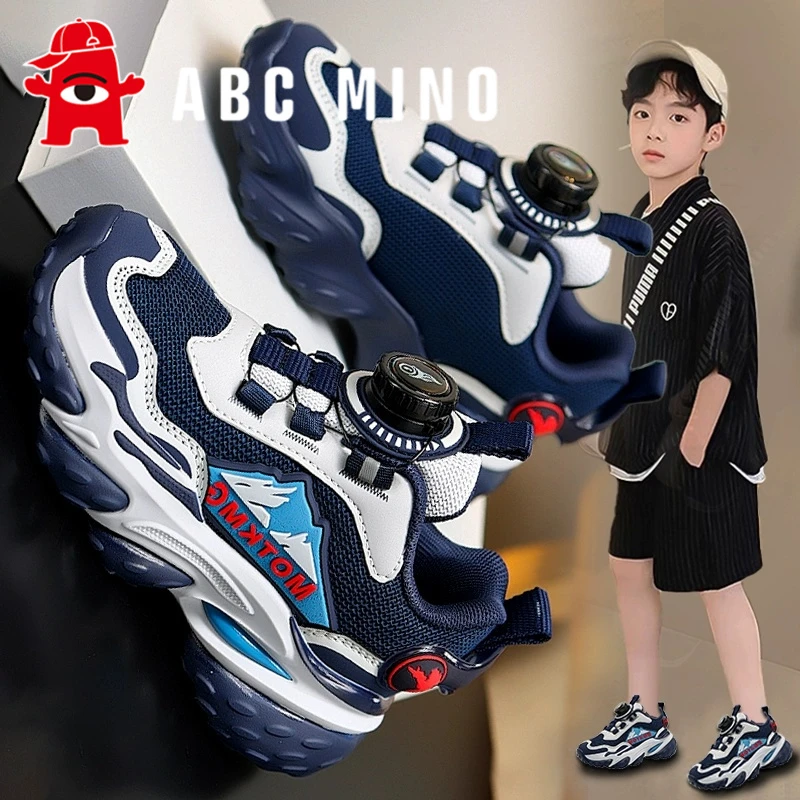 ABC MINO男童鞋子2025秋季新款网面儿童运动鞋中大童旋转扣跑步鞋