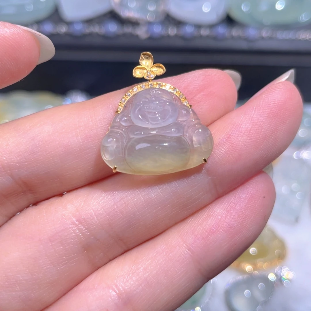 颈饰18K金镶嵌翡翠翡翠