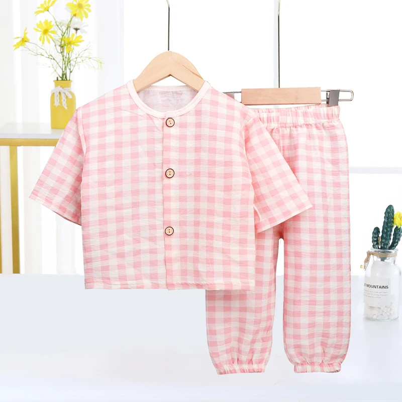 儿童睡衣七分袖男孩女童婴儿云朵棉宝宝夏季薄款清凉套装透气舒适