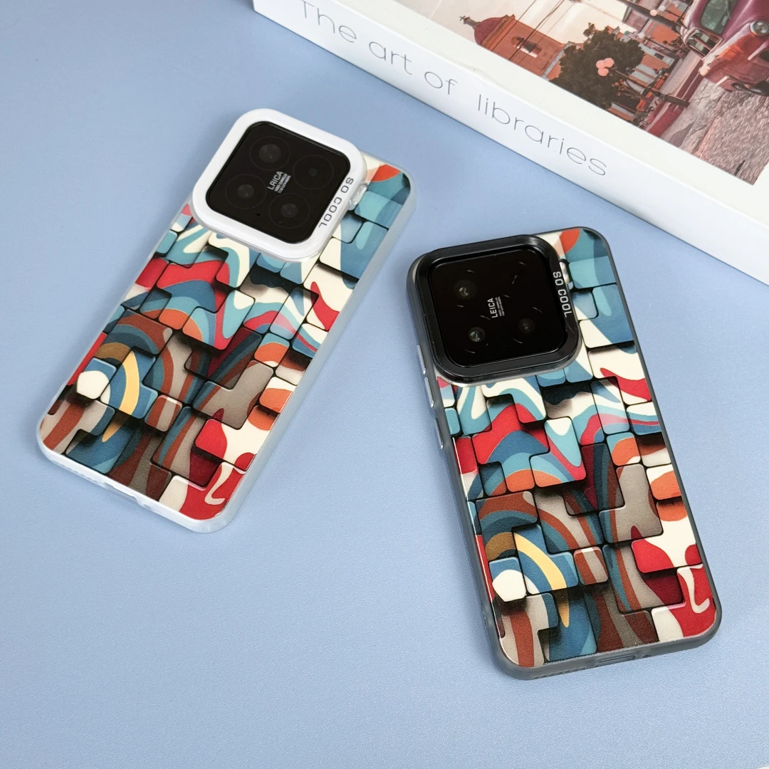 【枔】小米15彩色方块定制光面彩银壳15/14pro个性创意大孔保护壳