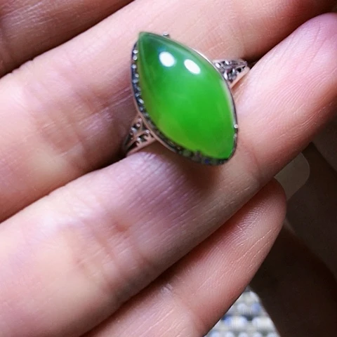 和田玉银S925镶嵌戒指