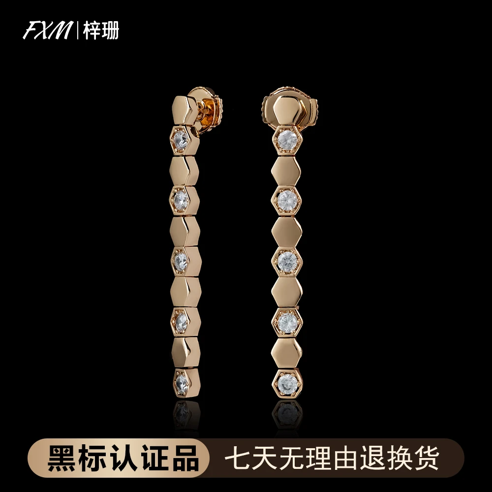 FXM/梓珊  925银针 CNC挚爱蜂巢间隔镶嵌女耳钉 ZR-A386