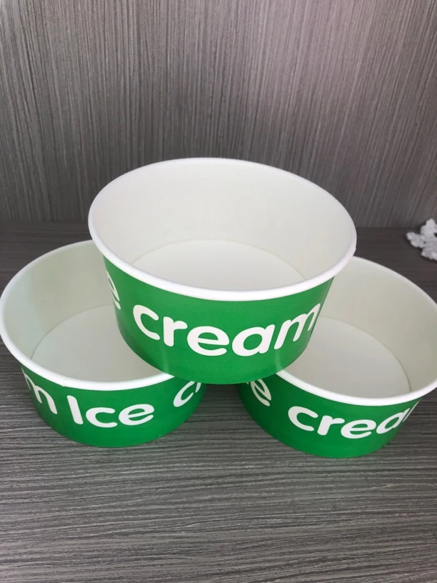 一次性纸杯450ml纸碗双PE冰粥刨冰雪糕杯臭豆腐碗现货可订做logo