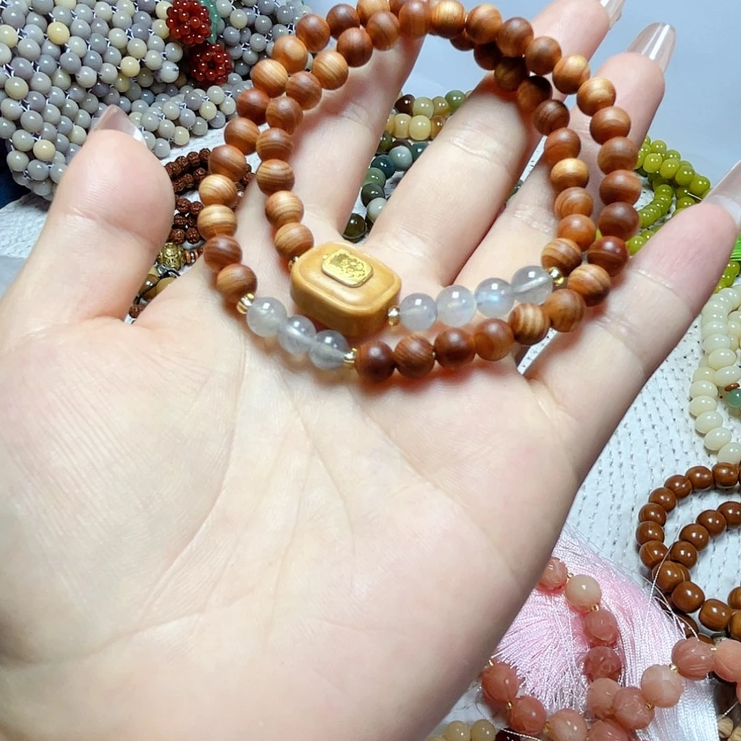 菩提根/象牙果吊坠双圈手串