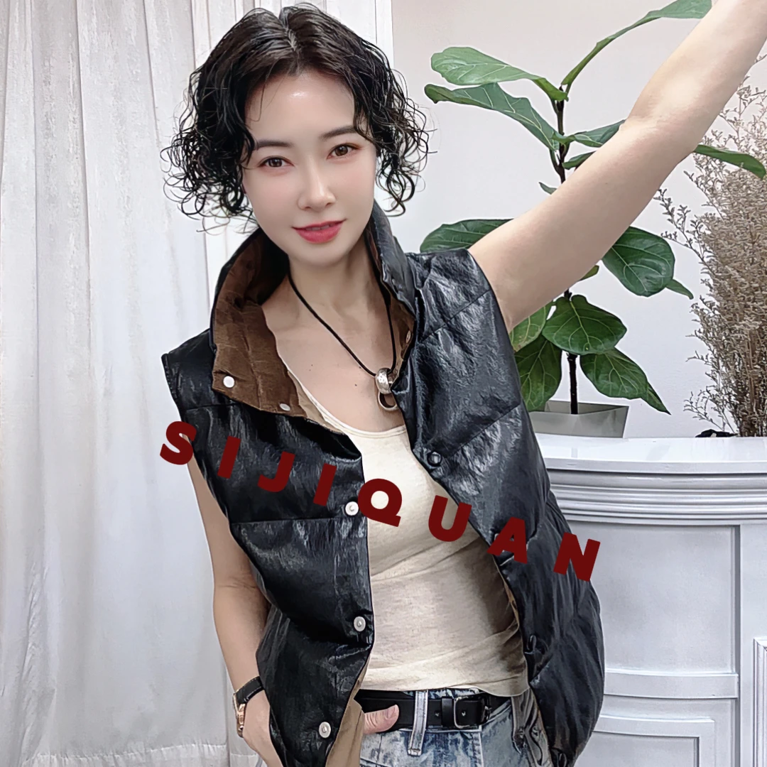 【四季泉定制】正品正版复古女士黑色经典韩版羽绒Badia马甲2880