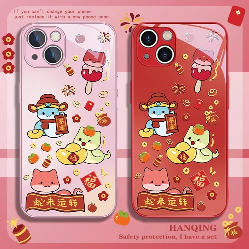 适用苹果17/华为mate70/小米15/oppo/vivo蛇年趣味小蛇新年手机壳