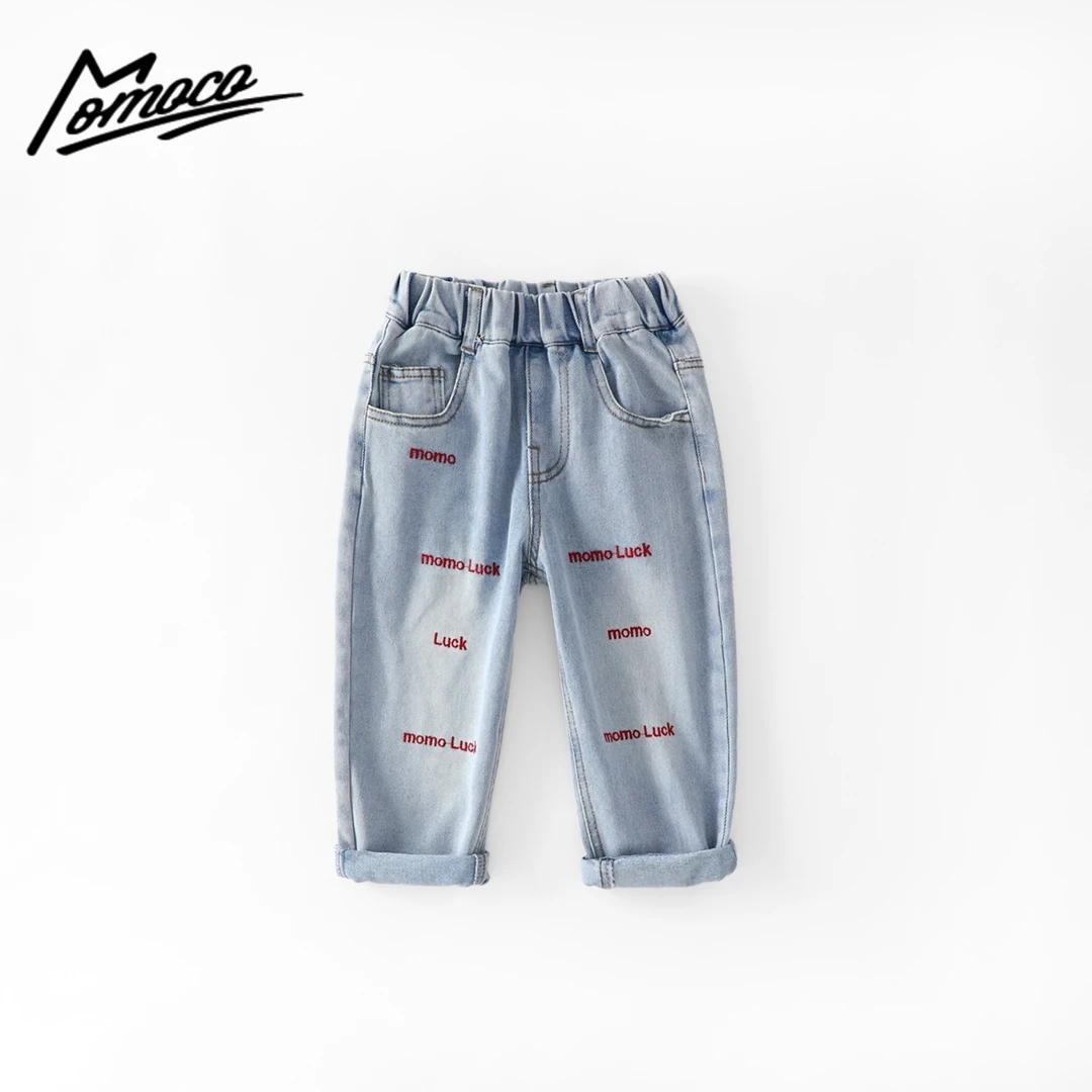 MOMOCO2025春季男童百搭牛仔裤潮流韩版儿童休闲裤77130350016