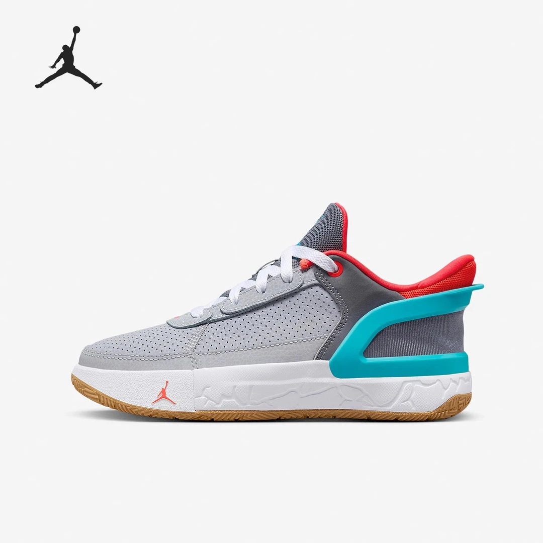 Jordan耐磨透气低帮青少年儿童篮球鞋灰蓝FQ1306-002