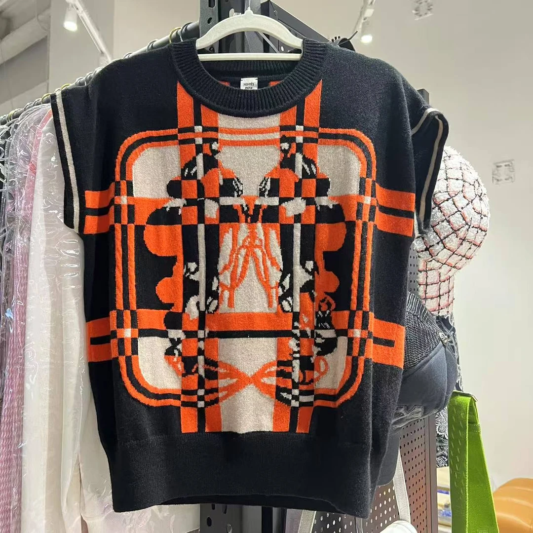 99新 Hermes/爱马仕 黑色羊绒针织马甲 36码