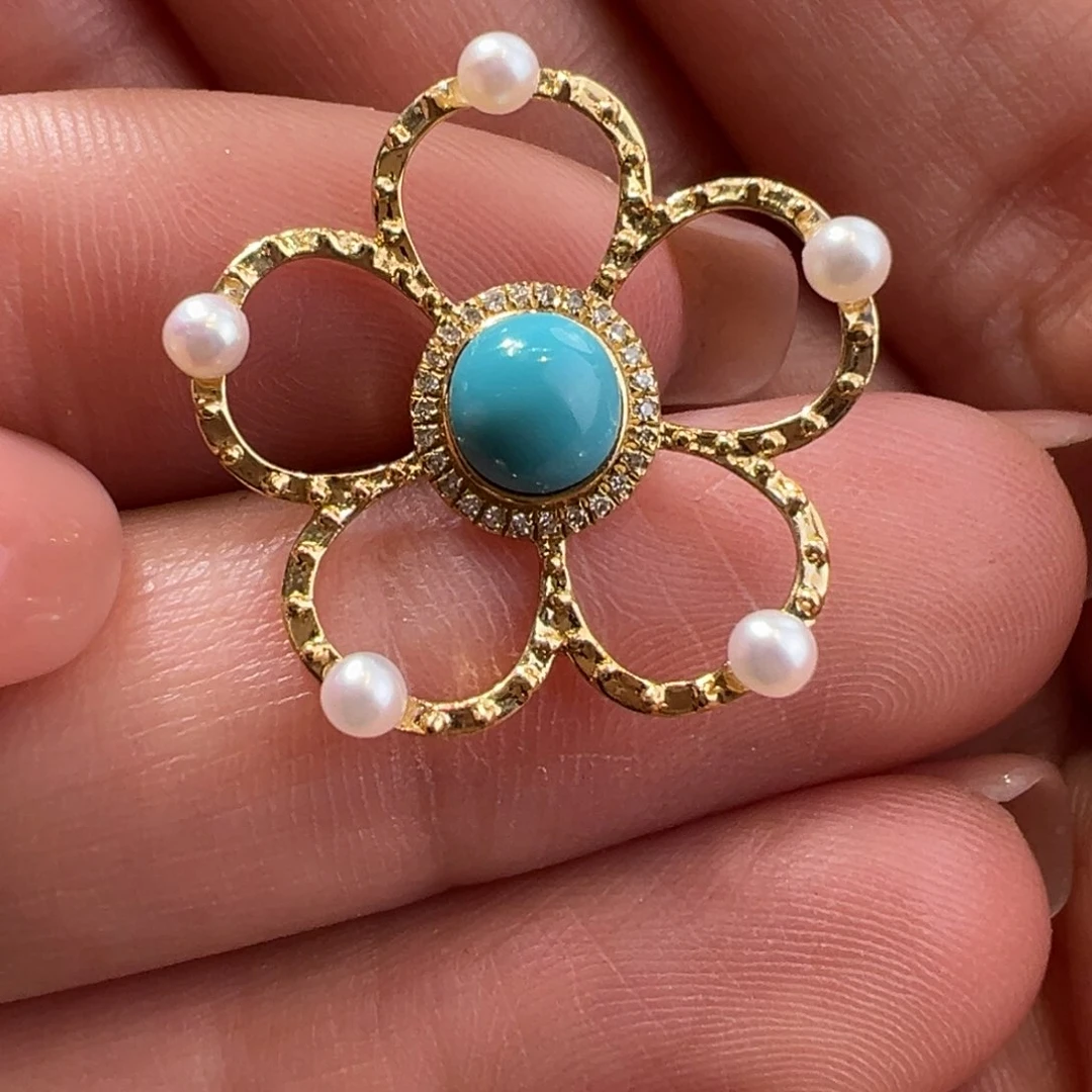 绿松石配件18K金镶嵌配件