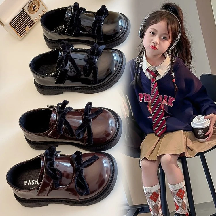 2025新款春秋女童皮鞋儿童公主鞋软底蝴蝶结单鞋小女孩玛丽珍鞋子