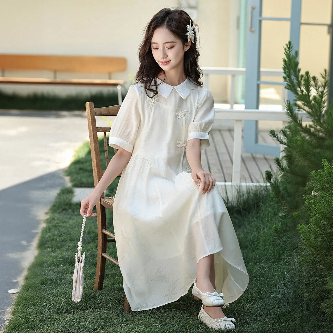 女大童国风连衣裙2025夏新款初中生高中生优雅气质女孩  2516 07