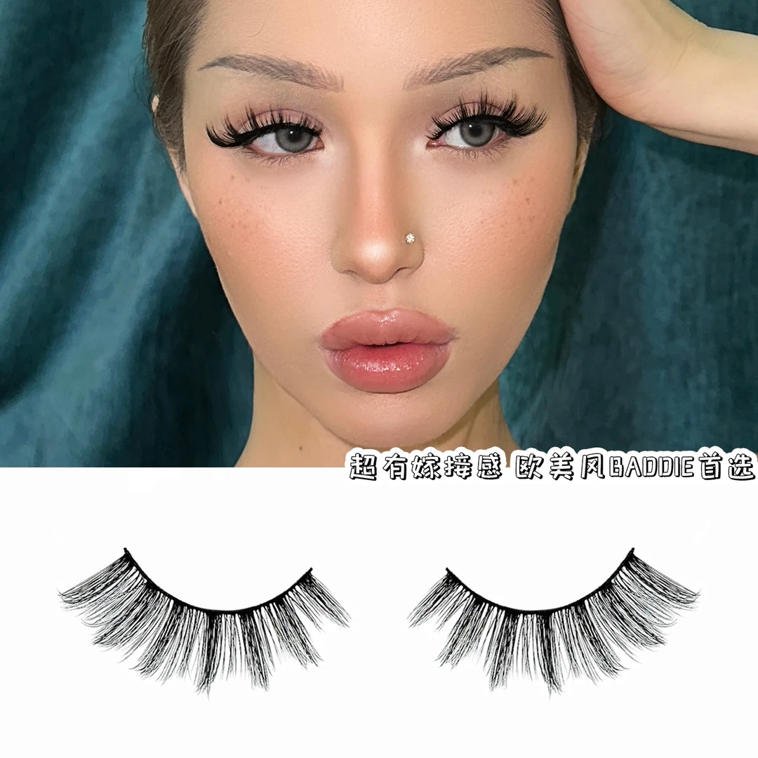 Baddie坏女孩欧美风加粗加长漫画款TIKTOK同款超辣嫁接感假睫毛