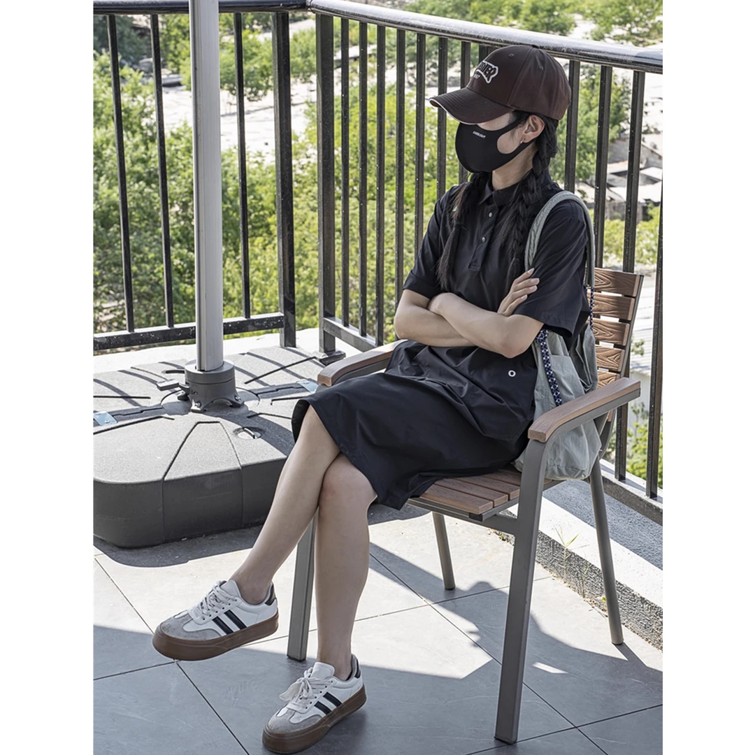 生哥家 亏到姥姥家！小众设计师女士冰感弹力polo翻领短袖连衣裙