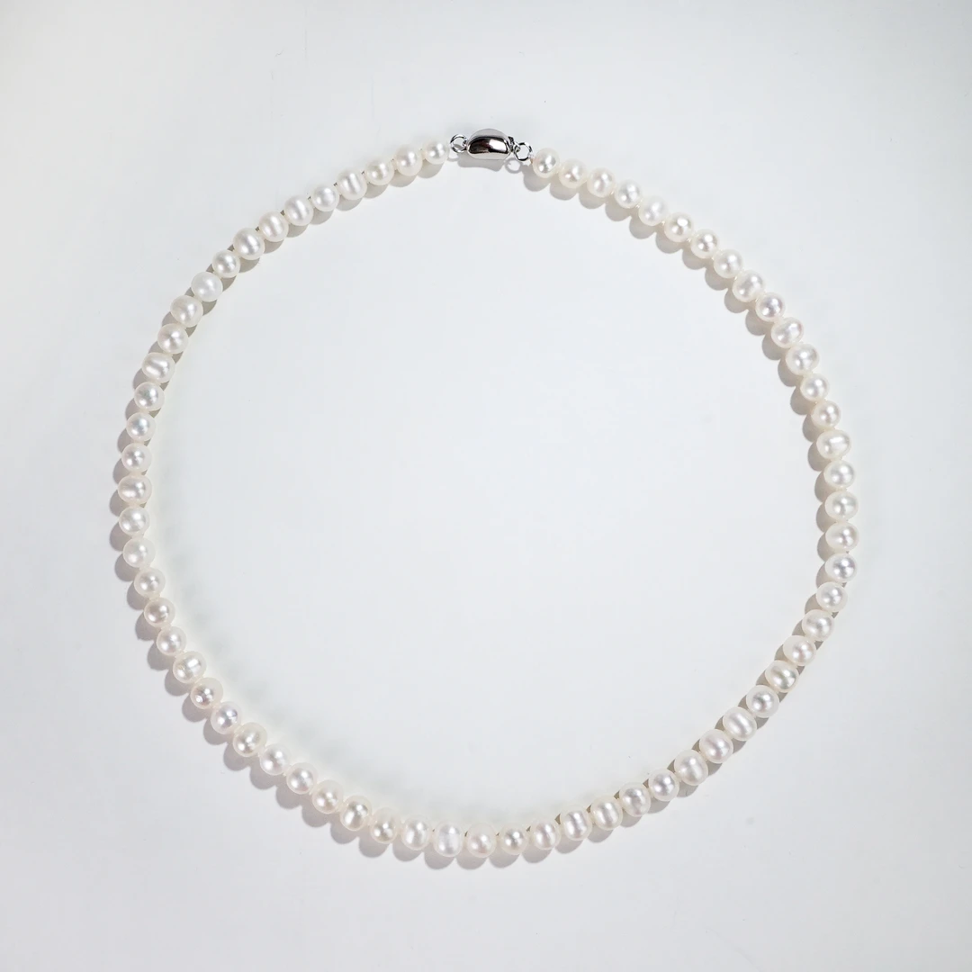 7-8mm青云A445 无核S925银天然淡水珍珠项链45cm