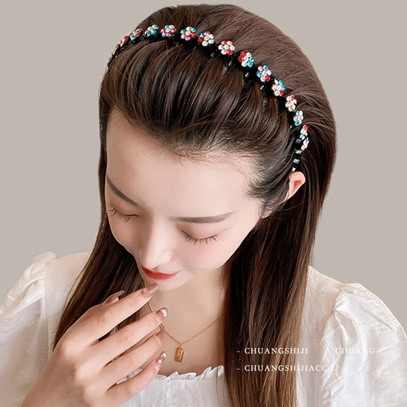 【拍一发二】碎钻花朵发箍 碎发整理神器女夏季波浪头箍梳理刘海