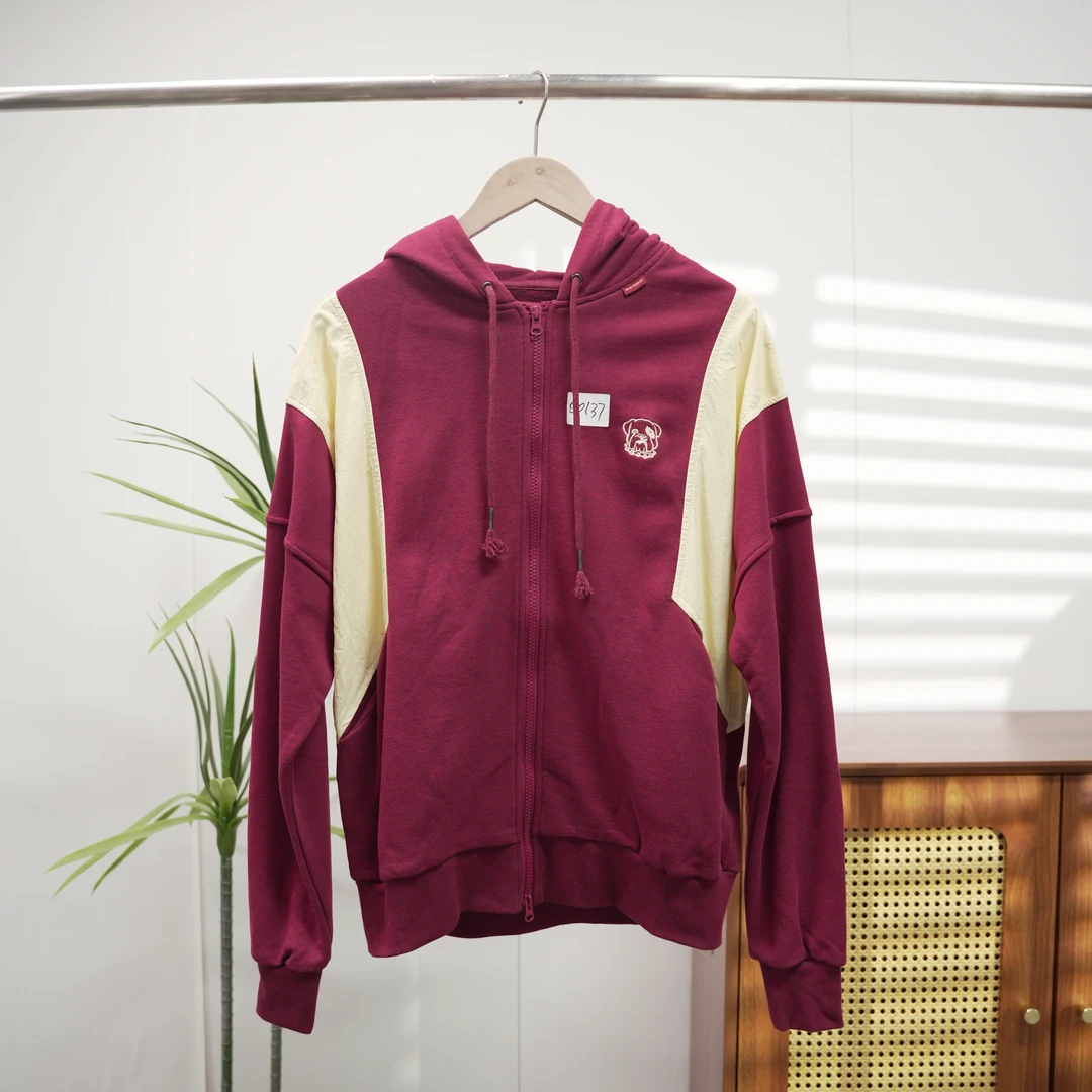 【J】潮牌男女拉链连帽拼接春秋撞色上衣 00137