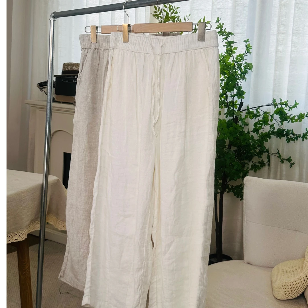 100%汉麻亚麻九分裤