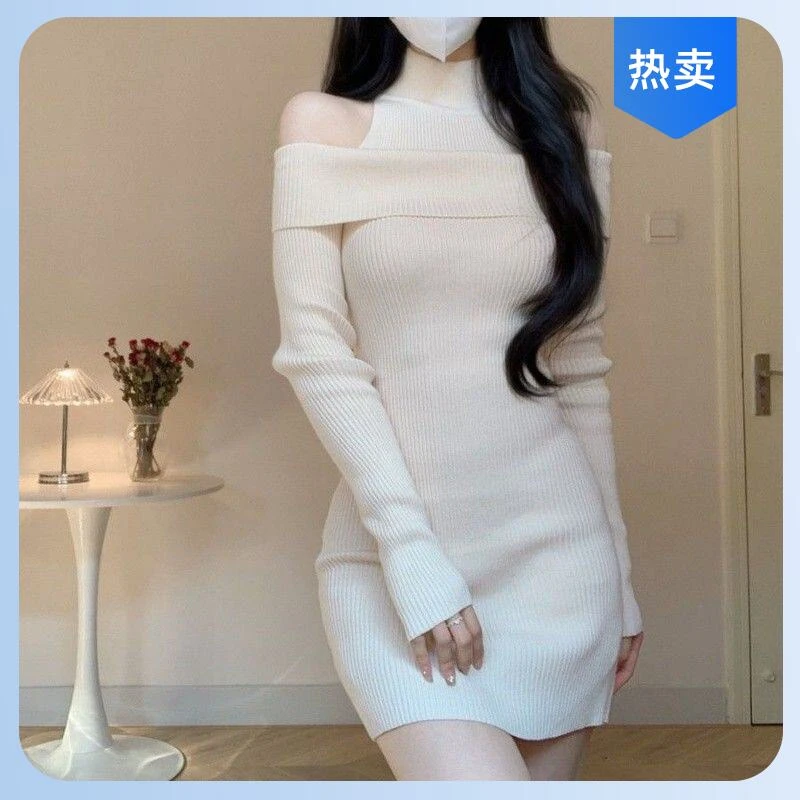 哥弟阿玛施正品内搭显瘦子女冬季设计感针织连衣裙战袍包臀裙修身