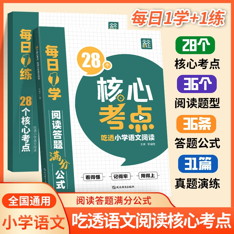 天天向上28个核心考点小学语文阅读理解答题模版口诀通用学习方法