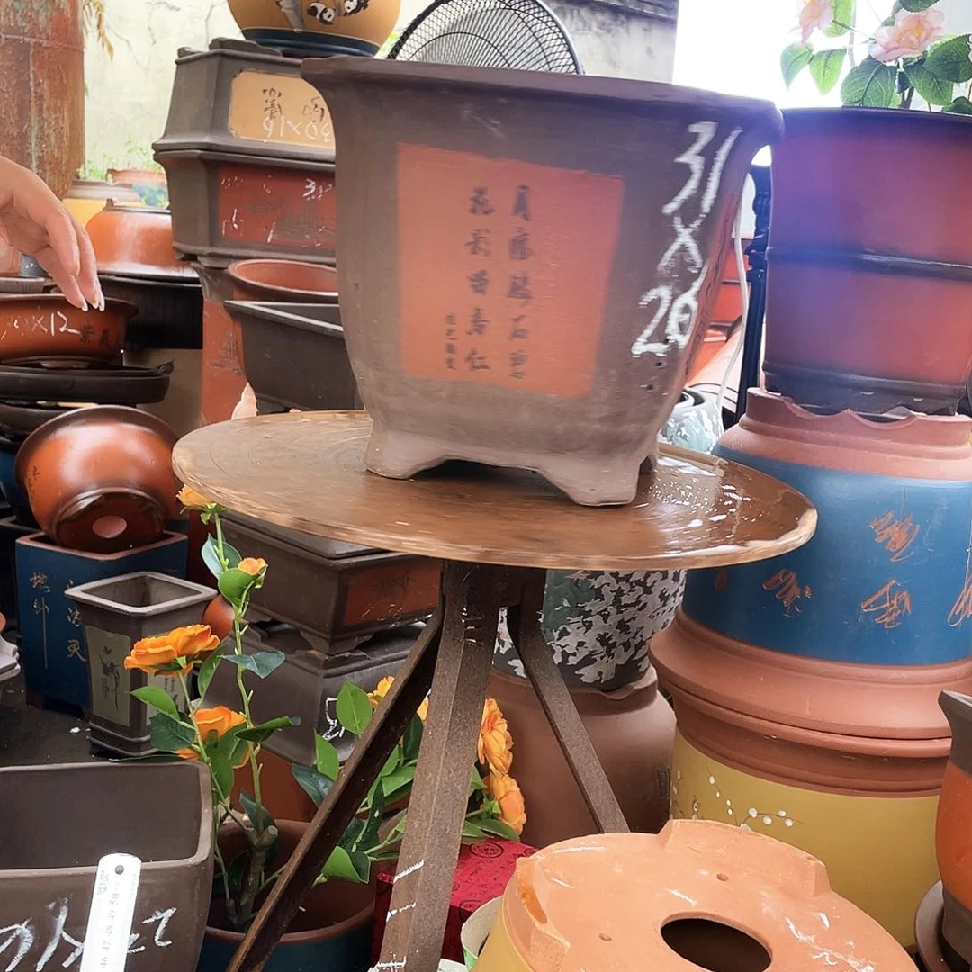 31红切角四方花盆紫砂