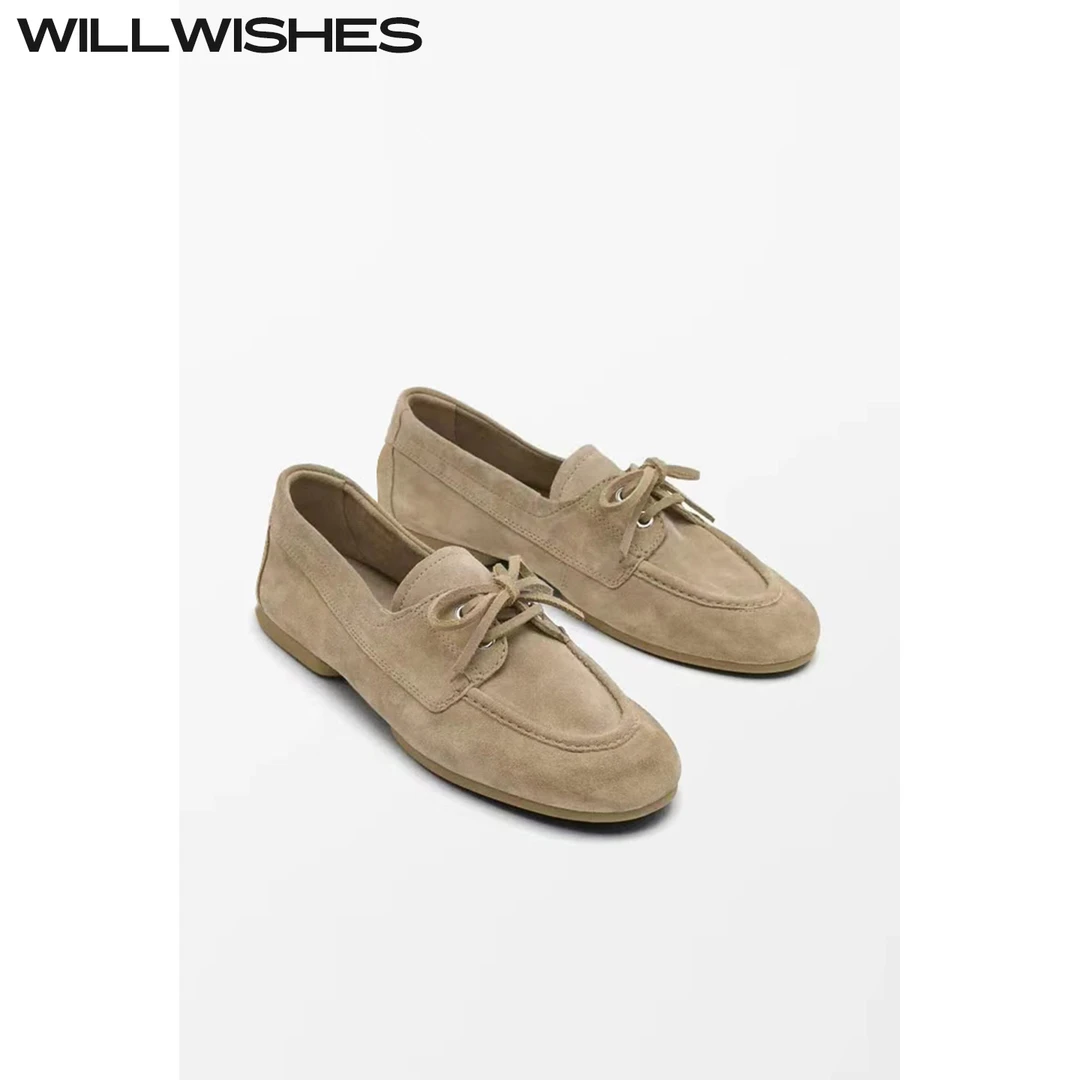 WILLWISHES/王玎设计女鞋2025年秋季时尚软皮一脚蹬乐福鞋单鞋女