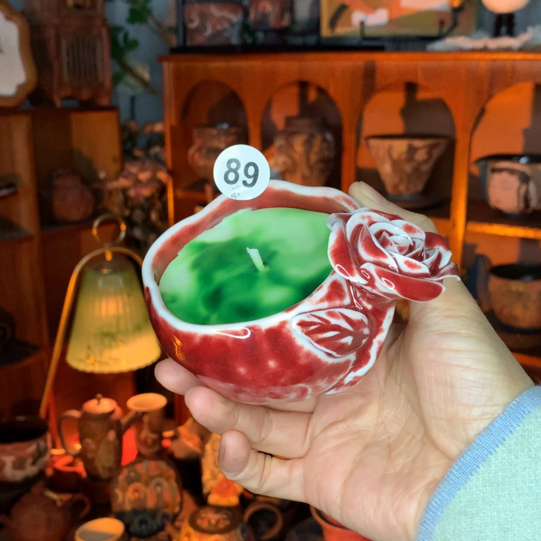 陶歡喜手作撞色香薰玫瑰杯