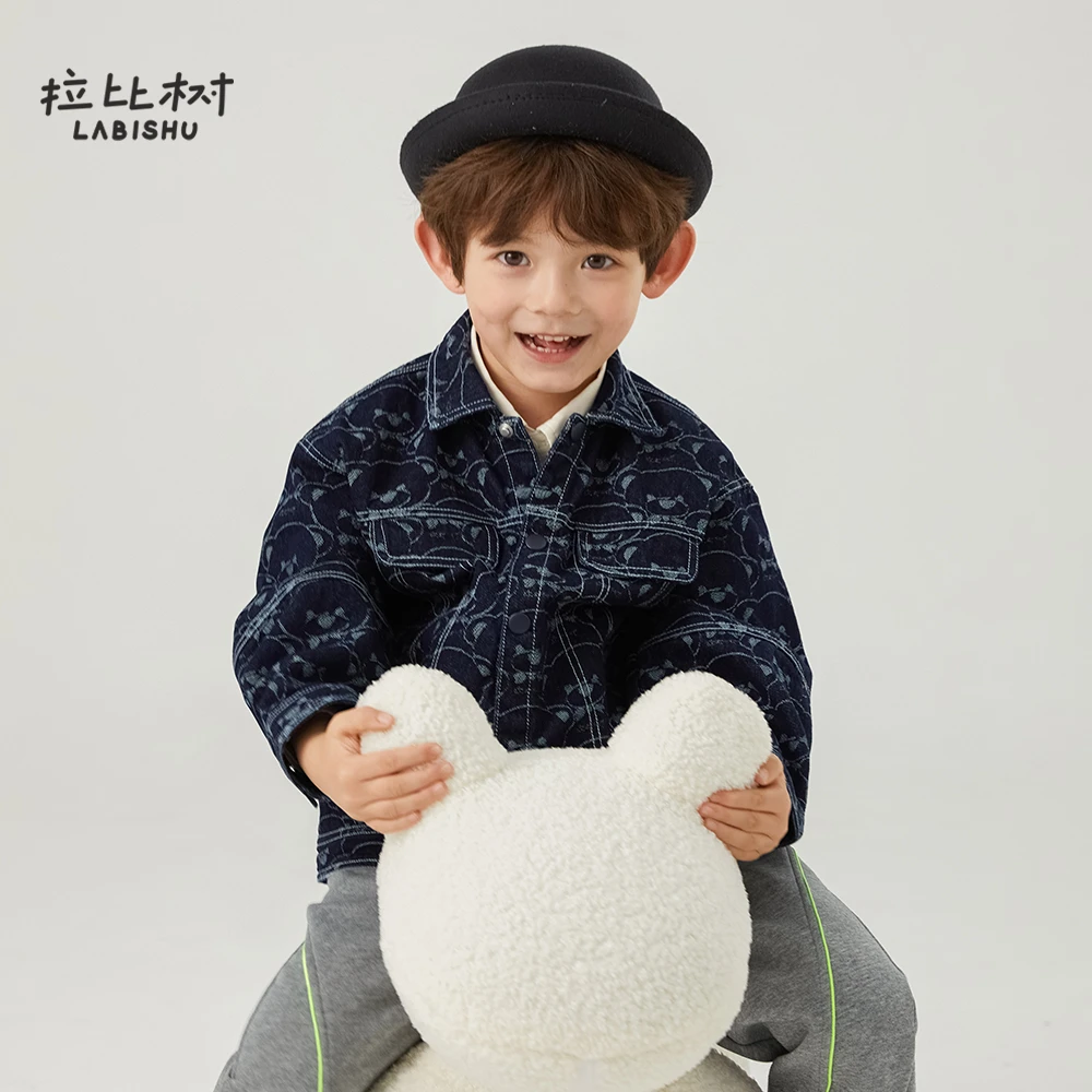 拉比树2025新款男童外套休闲百搭外套卡通印花潮牌童装出游装备