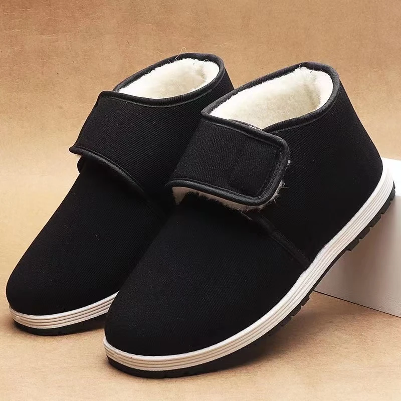 老北京棉鞋男女款冬季高帮加绒加厚魔术贴中老年加绒保暖老人鞋