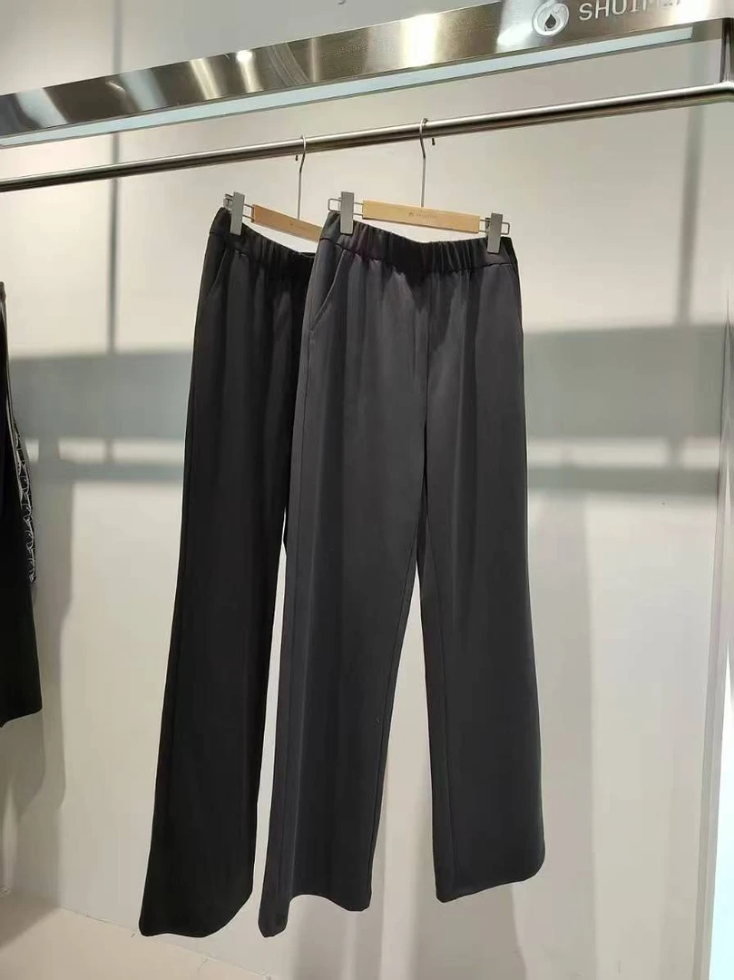 水淼2025夏季新款加长休闲显瘦舒适阔腿裤0545