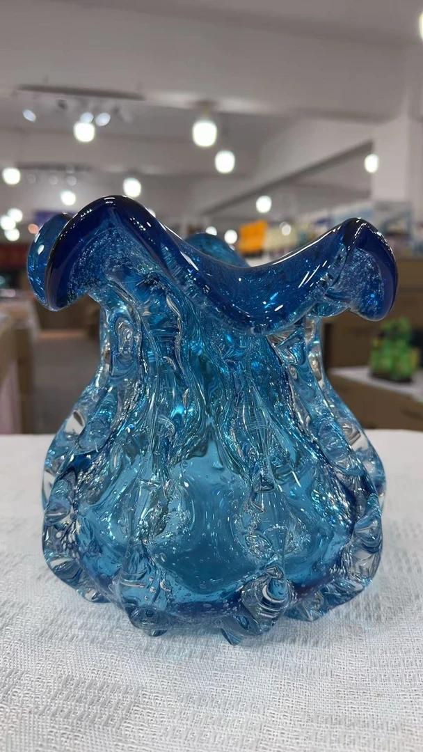 泰丰外贸孤品花瓶花器蓝色钱袋子