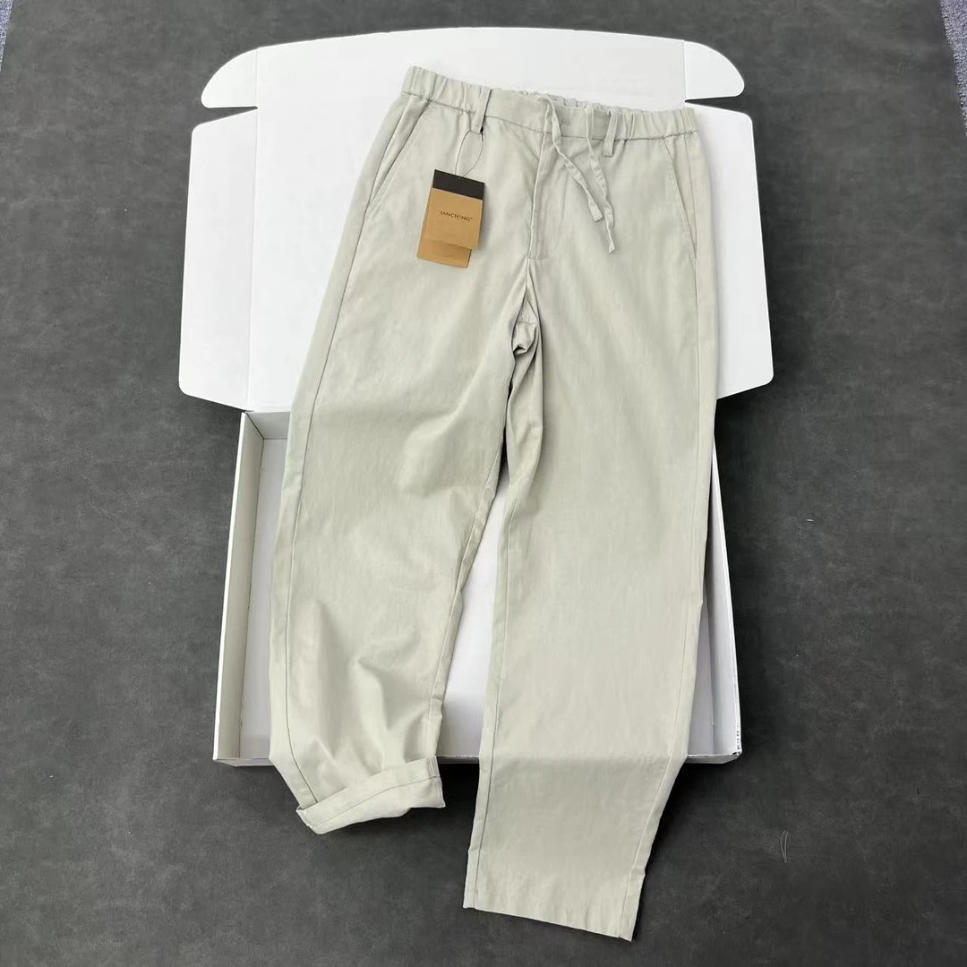 英系牛货  版型超赞 男士高端亚麻直筒休闲长裤