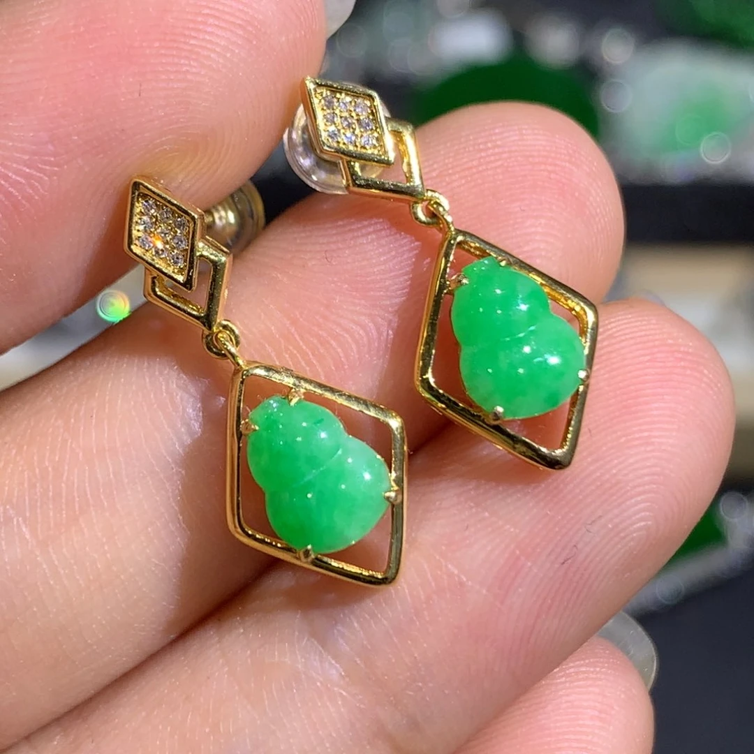 翡翠耳饰18K金镶嵌3、