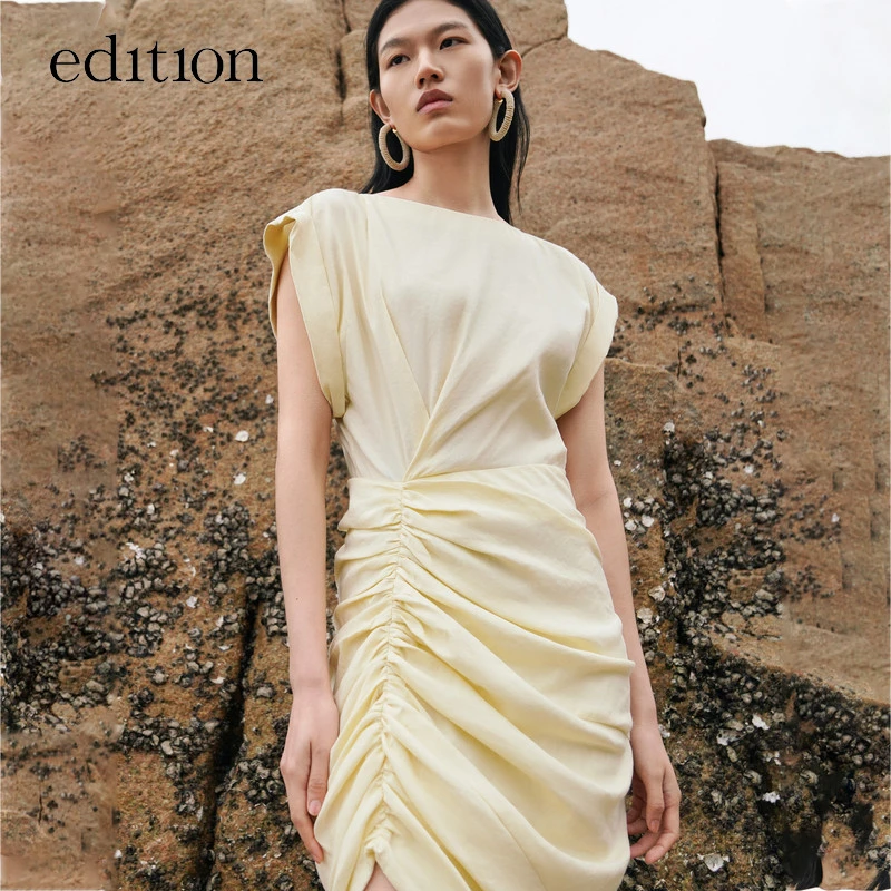 【金拐子专属】edition抽褶设计感小众亚麻连衣裙#EBB2DRST01