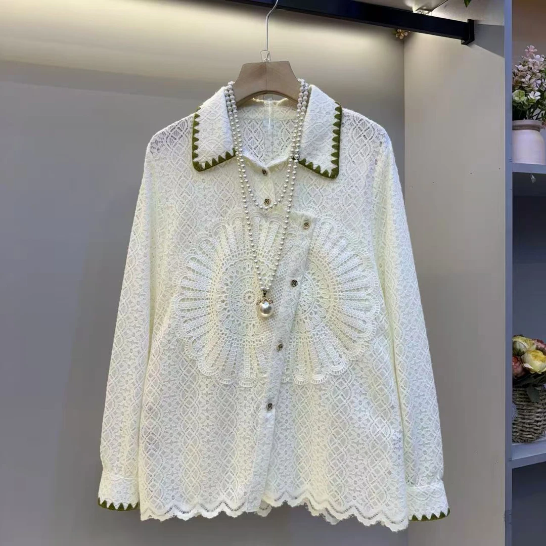 冬季新款港风复古翻领泡泡袖设计感宽松显瘦休闲长袖衬衫女上衣