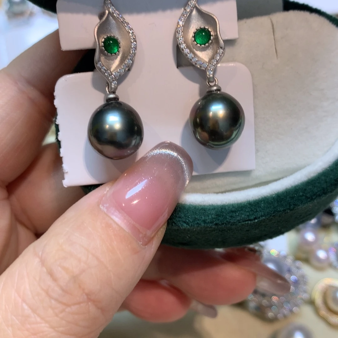 海水珍珠耳饰银S925镶嵌