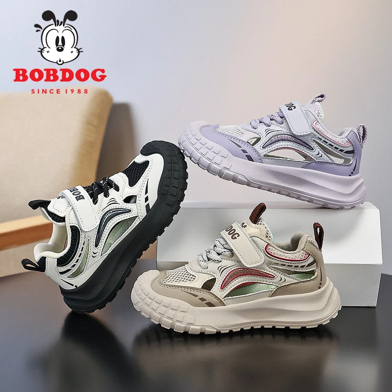 Bobdog/巴布豆女童鞋夏季透气女孩运动鞋儿童2025新款男跑步鞋子