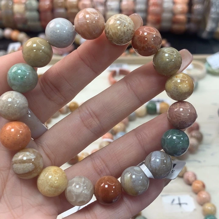 硅化珊瑚（珊瑚玉）手链未镶嵌清****洛298