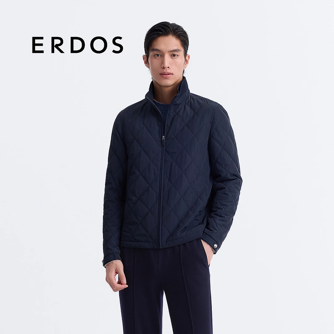 ERDOS 男士立领绗缝棉服科技涤丝纺轻盈休闲运动外套25年早春