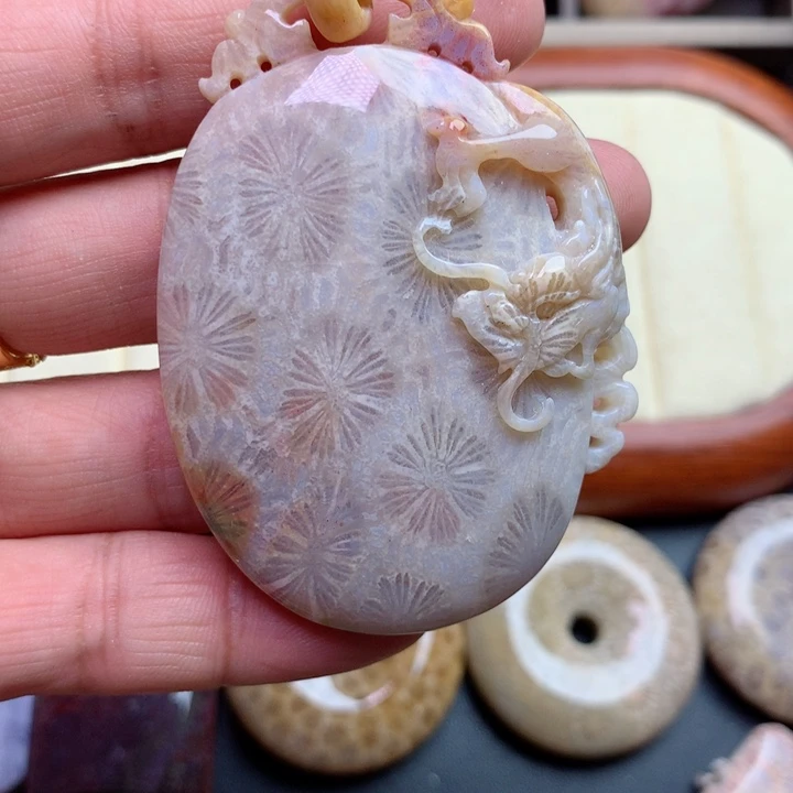 硅化珊瑚（珊瑚玉）颈饰未镶嵌洺*沁