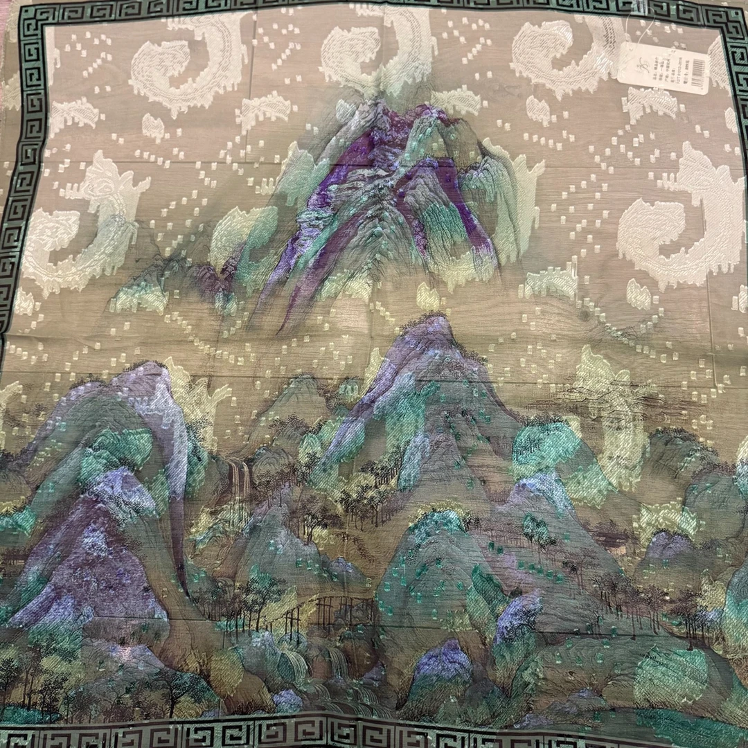 【C55-130 江山】70*70剪花时尚高端定制国风提花百搭丝巾国风气质