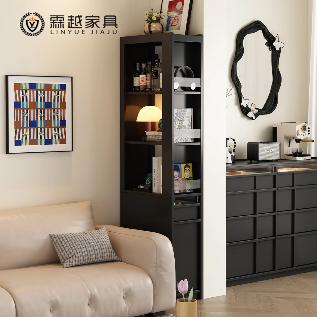 霖越实木极窄书柜落地置物柜30cm超窄夹缝收纳柜墙角沙发边柜隔断