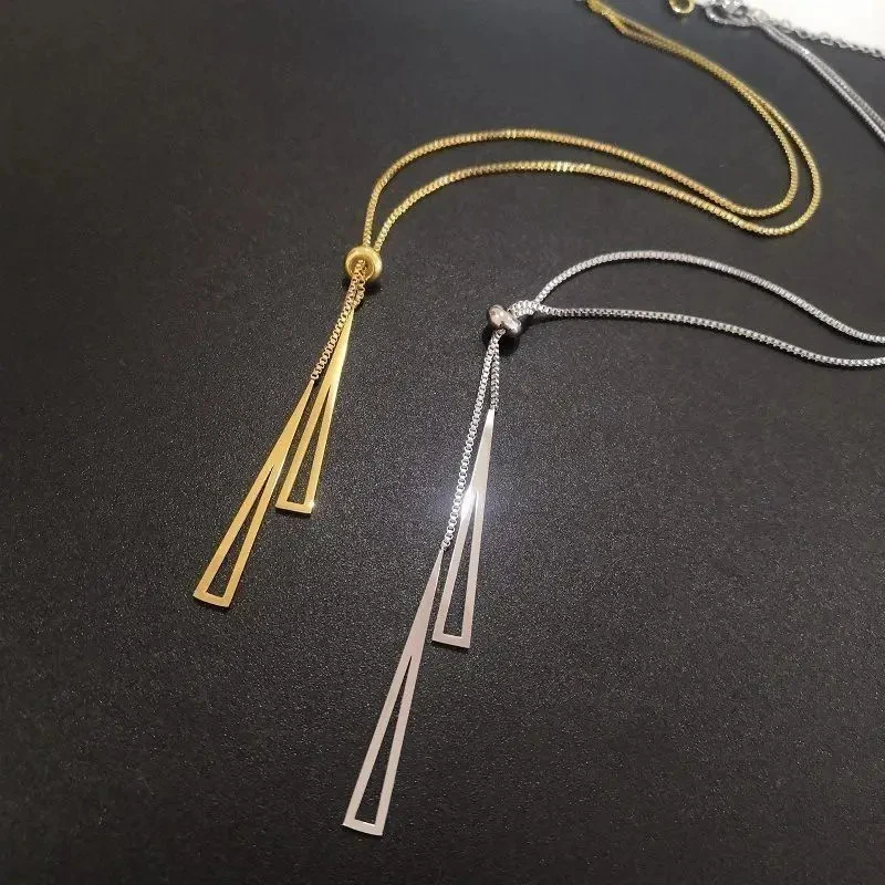 毛衣链女几何三角形ins小众流苏项链设计秋冬高级时尚项链女款