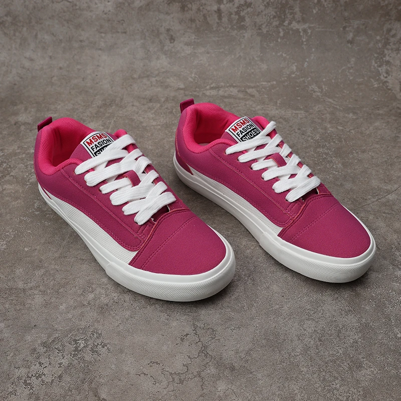 小众设计火龙果色麂皮绒板鞋男女运动鞋情侣款面包鞋低帮休闲潮鞋