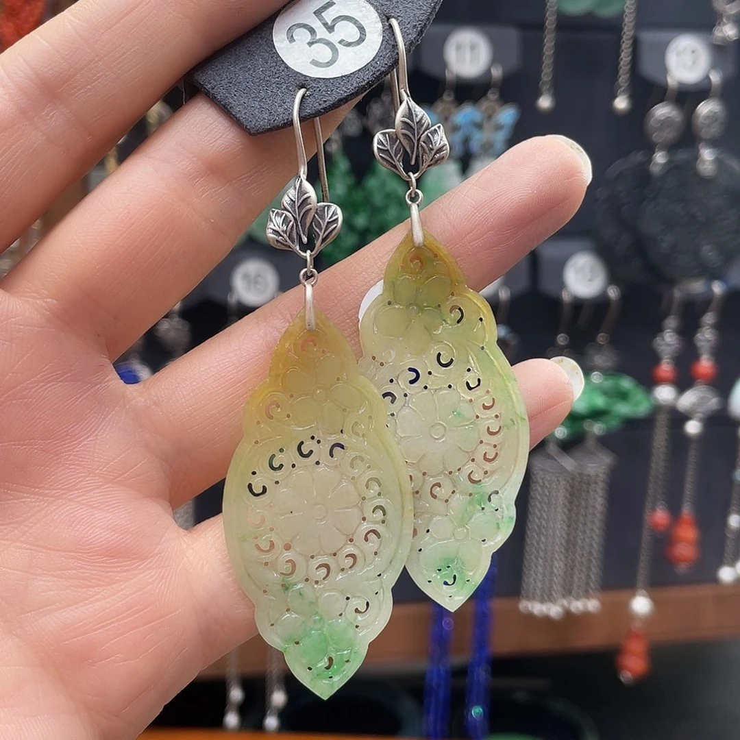 翡翠耳饰银S925镶嵌陌****vbvghgh