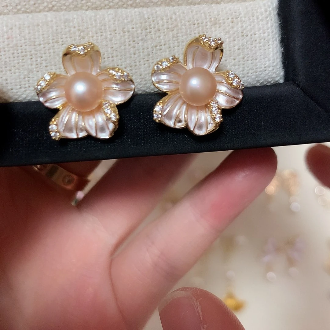 淡水珍珠耳饰合金