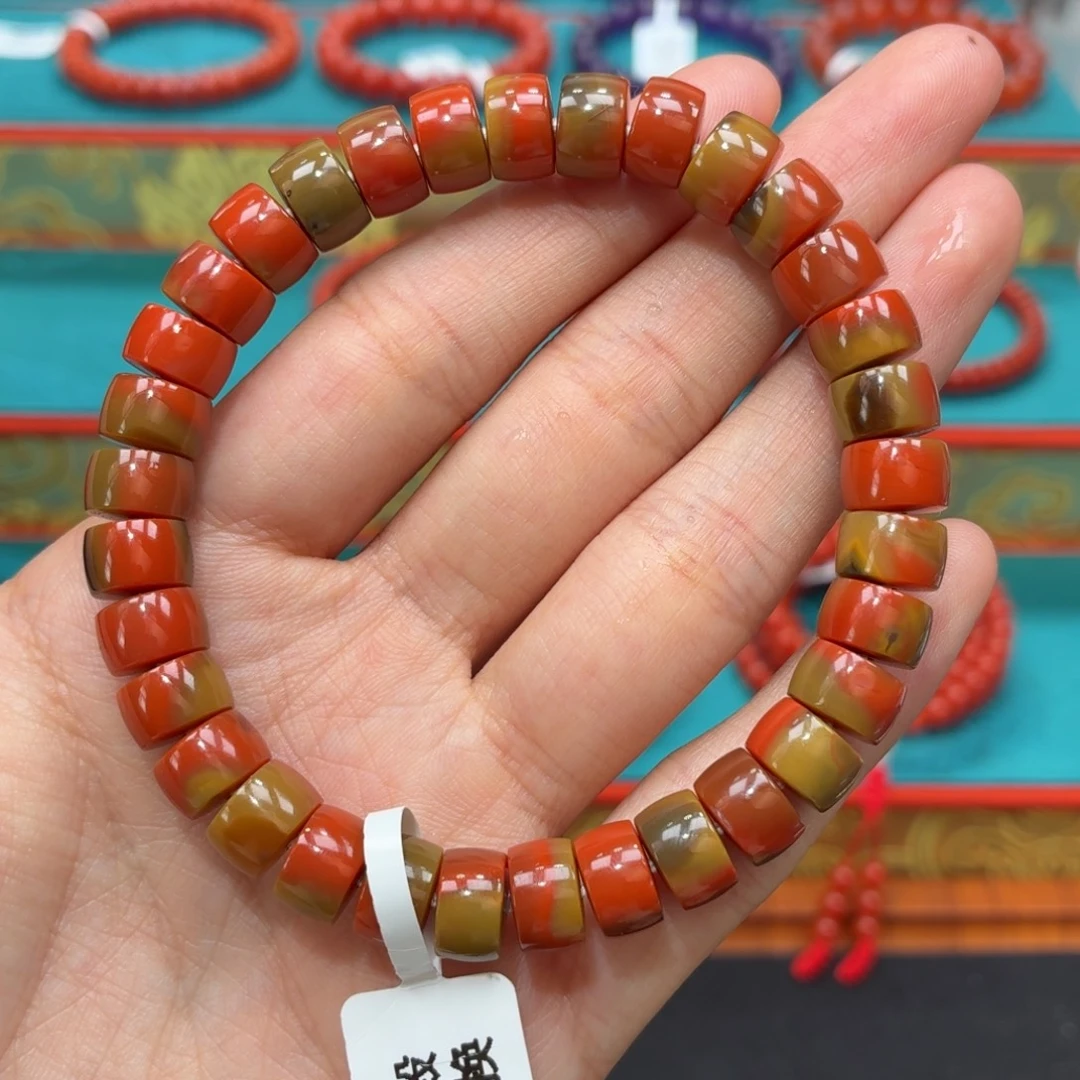 南红玛瑙未镶嵌手串保山原矿南红蒲缥包浆直切卡9